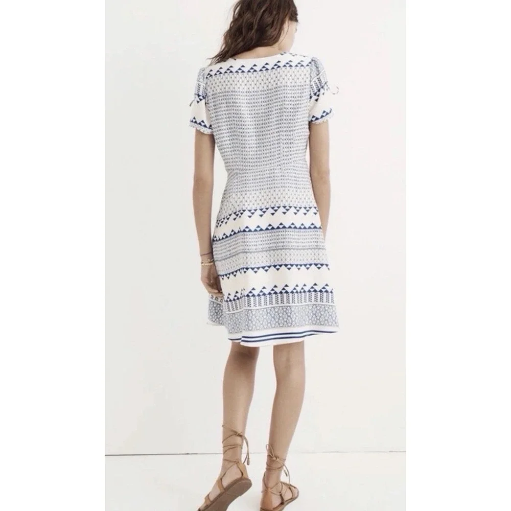 Madewell Size 8 Poppy Dress in Ionian Tile Mesa Tulum Blue Fit & Flare Dress